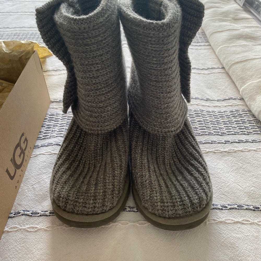UGG Gray Knit Mid-Calf Boots